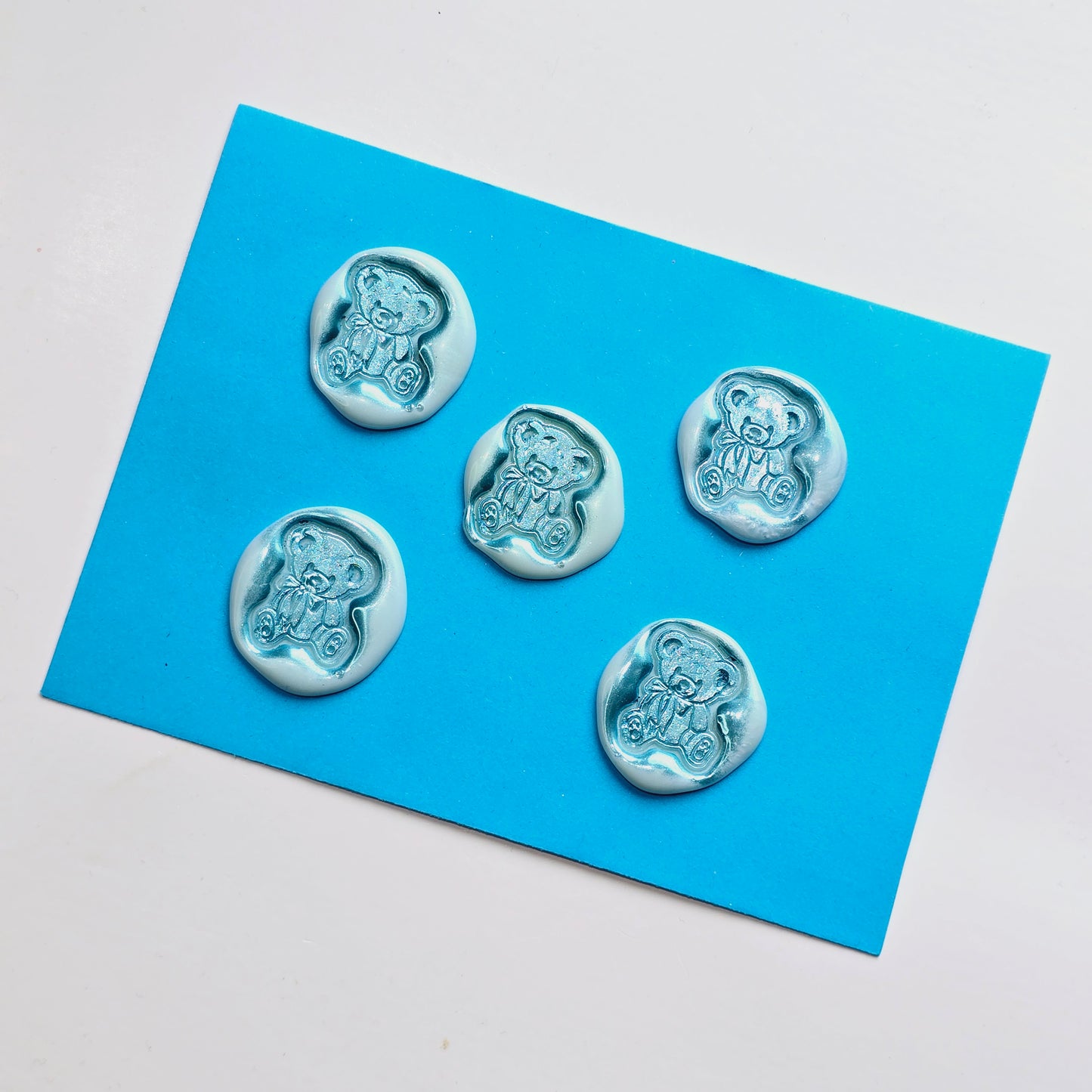 Blue Bear Wax Seals Metallic Blue Set of Five