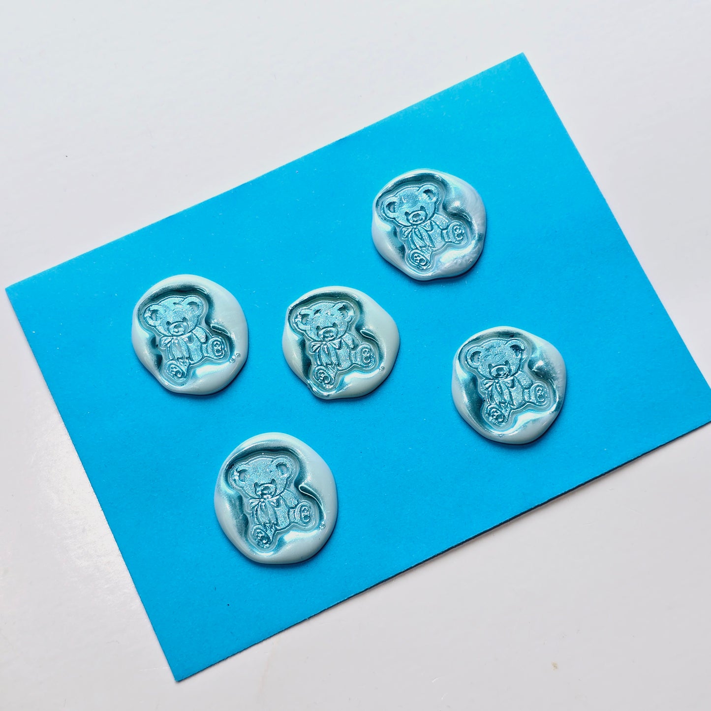 Blue Bear Wax Seals Metallic Blue Set of Five