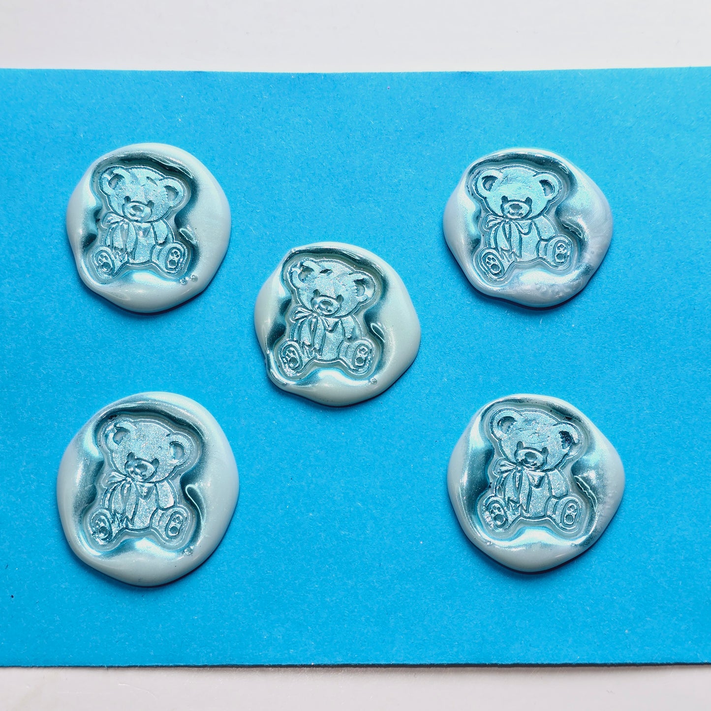 Blue Bear Wax Seals Metallic Blue Set of Five