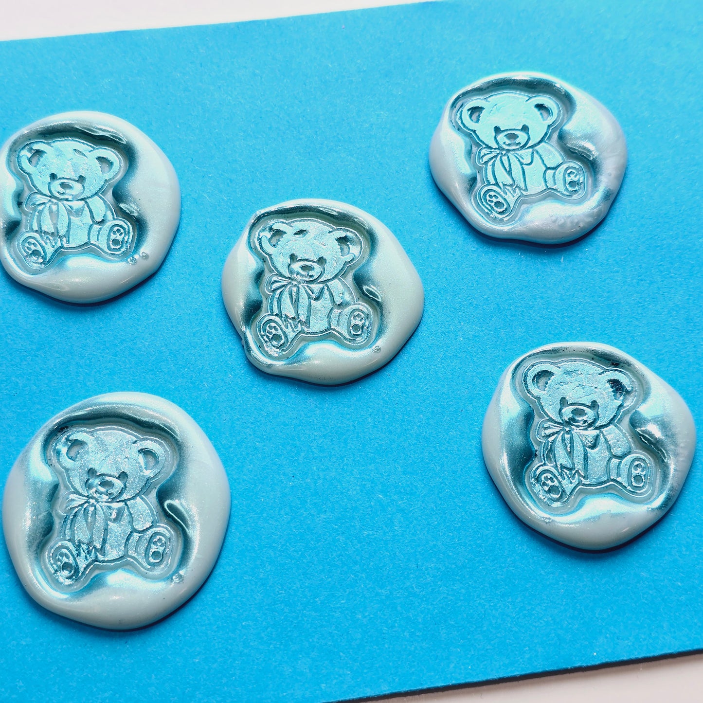 Blue Bear Wax Seals Metallic Blue Set of Five