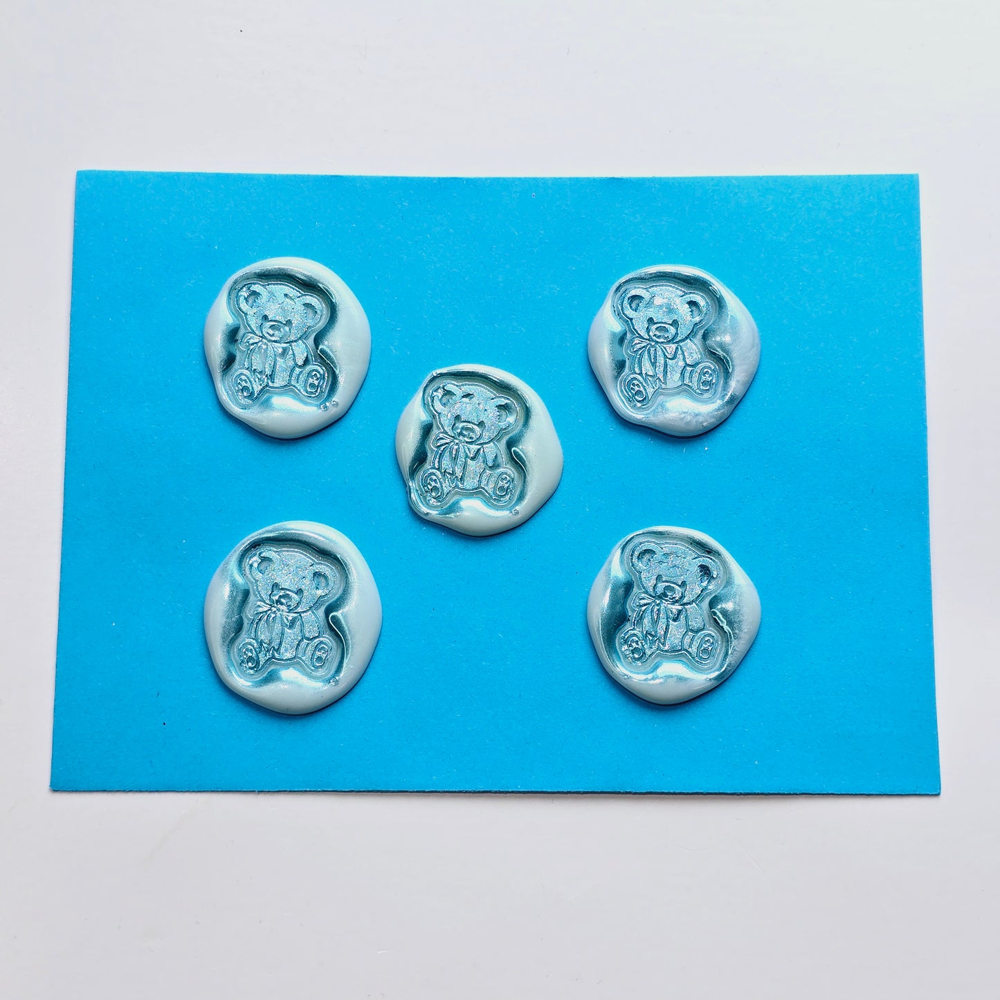 Blue Bear Wax Seals Metallic Blue Set of Five