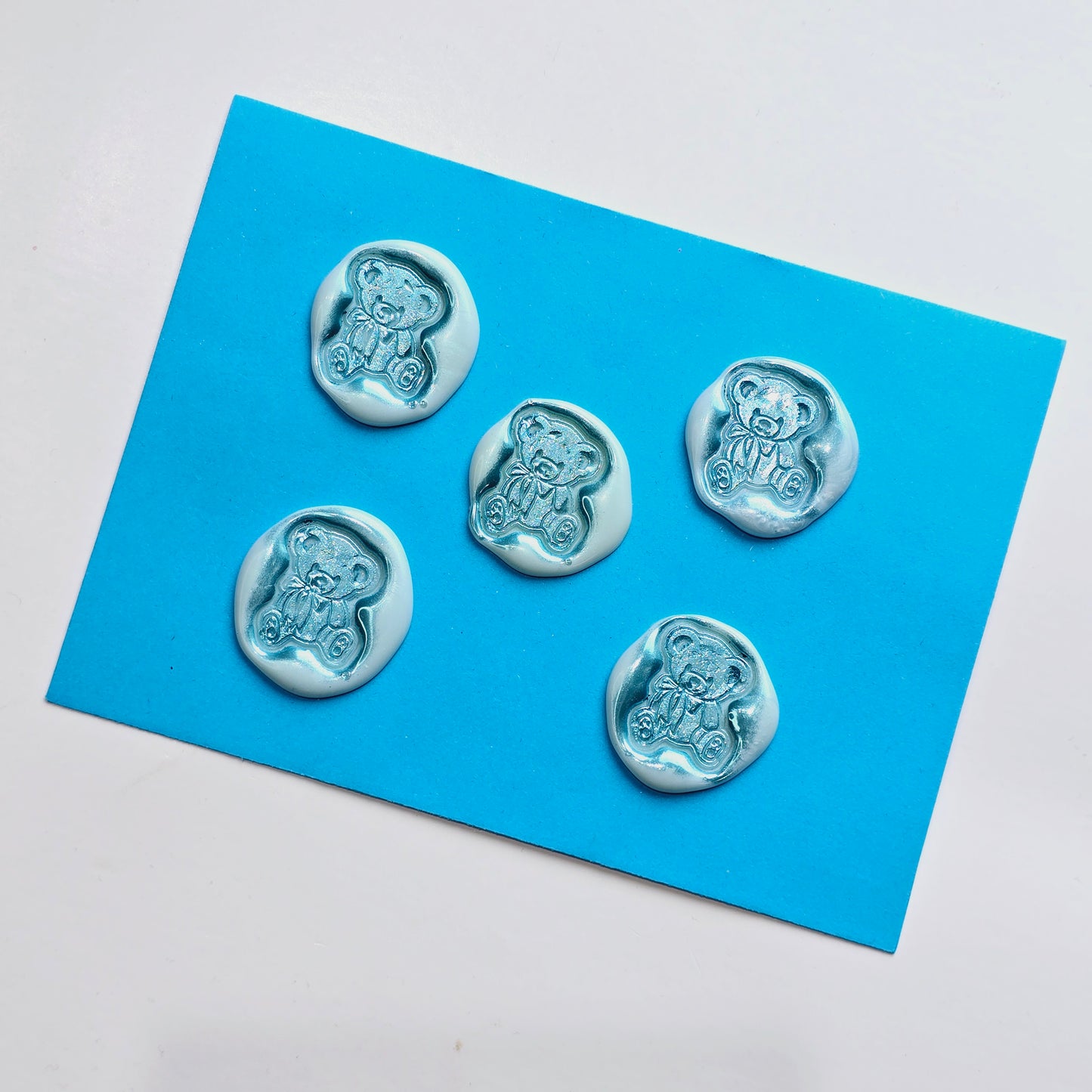 Blue Bear Wax Seals Metallic Blue Set of Five