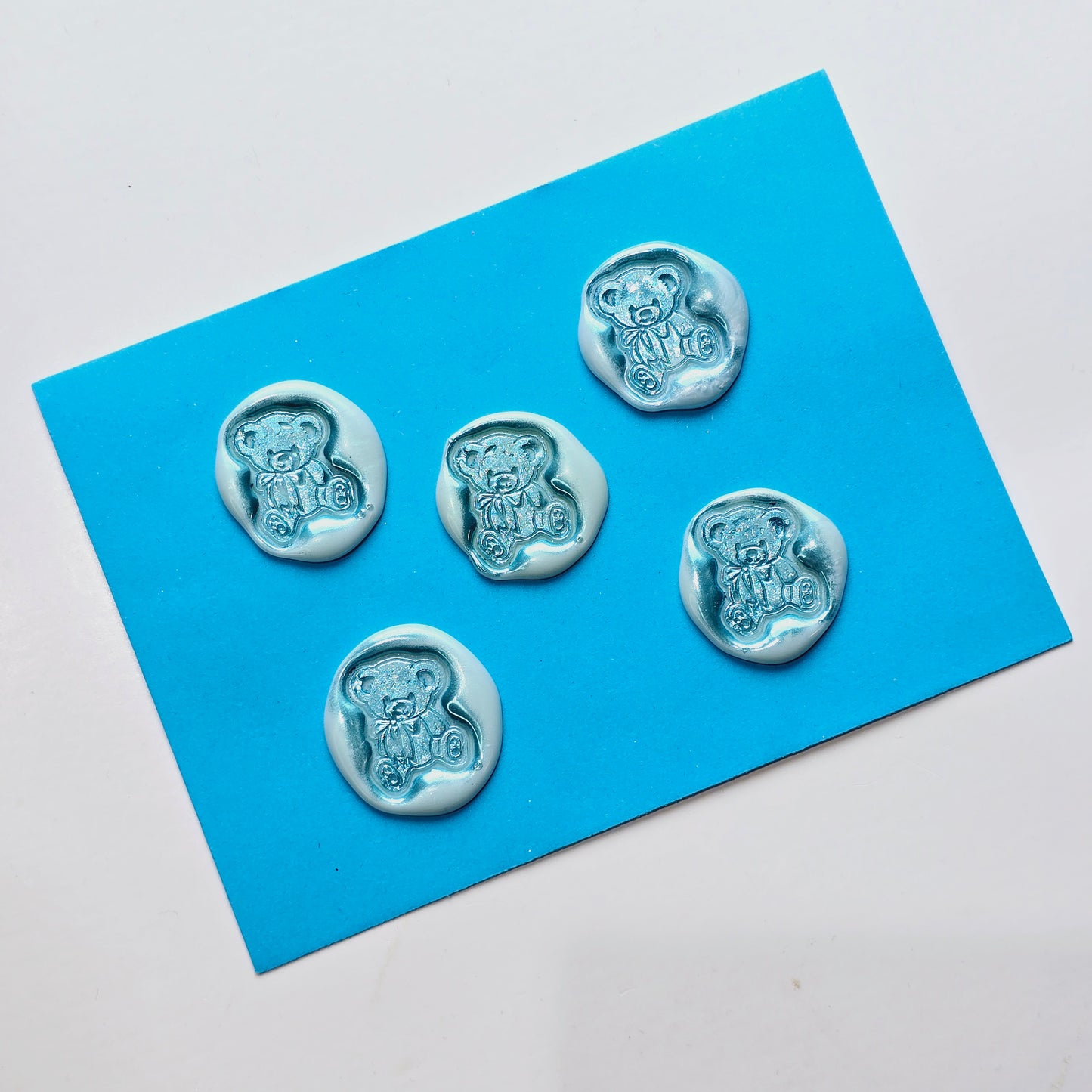 Blue Bear Wax Seals Metallic Blue Set of Five