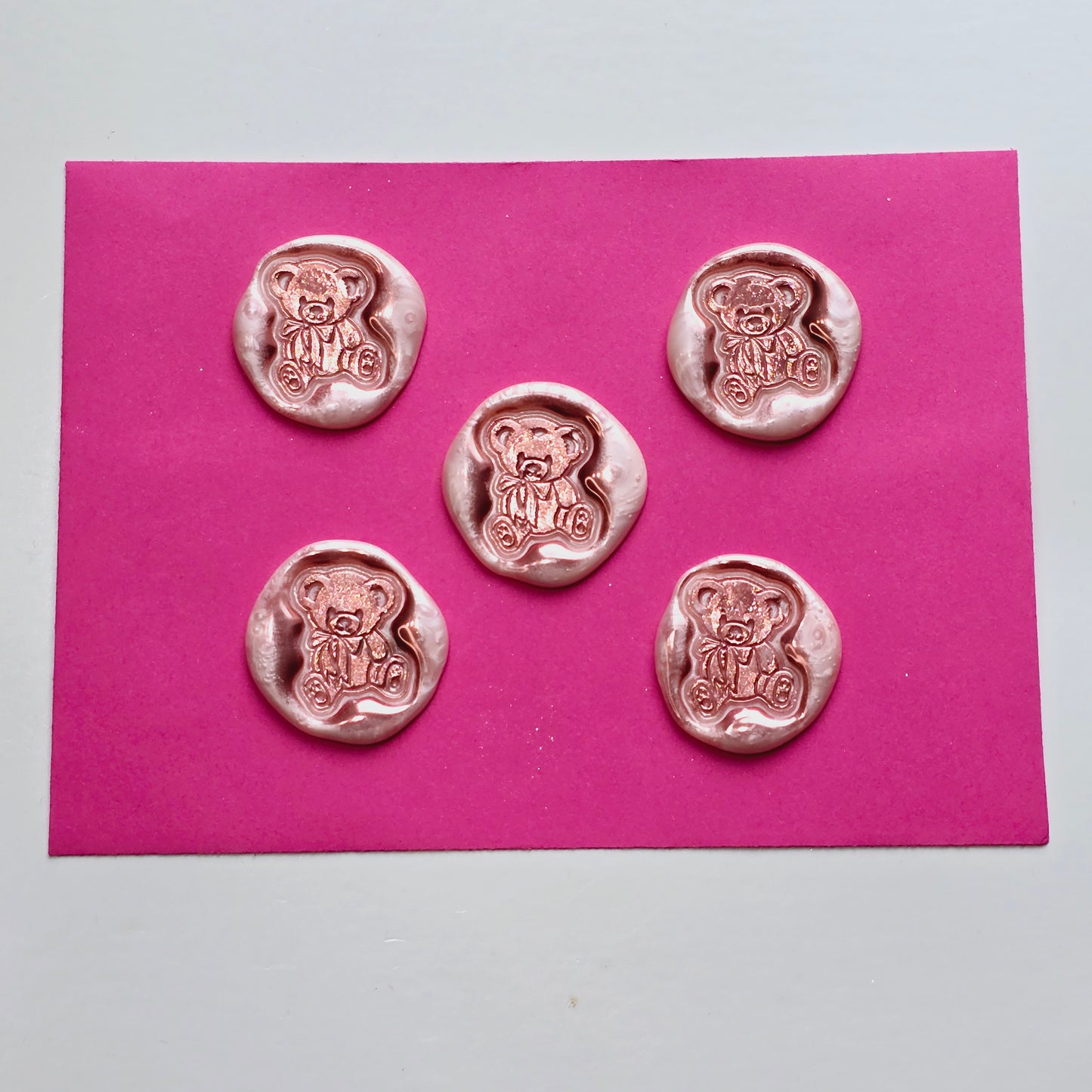 Pink Bear Wax Seals Metallic Pink Set of Five