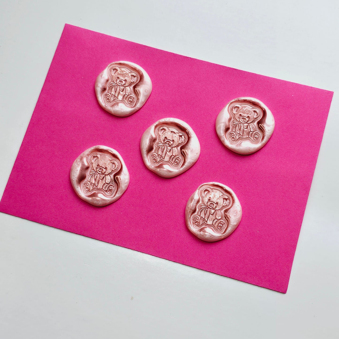 Pink Bear Wax Seals Metallic Pink Set of Five