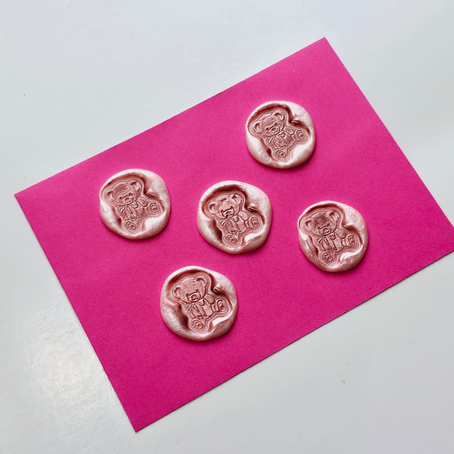 Pink Bear Wax Seals Metallic Pink Set of Five