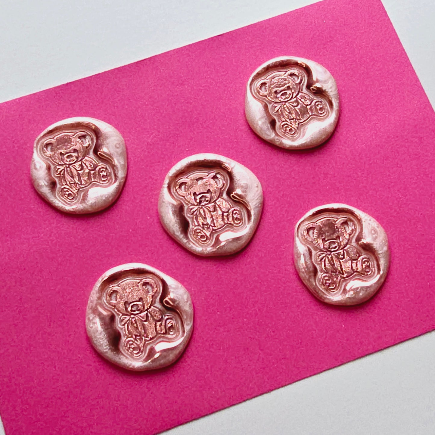 Pink Bear Wax Seals Metallic Pink Set of Five