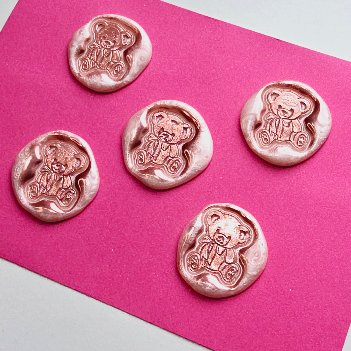 Pink Bear Wax Seals Metallic Pink Set of Five