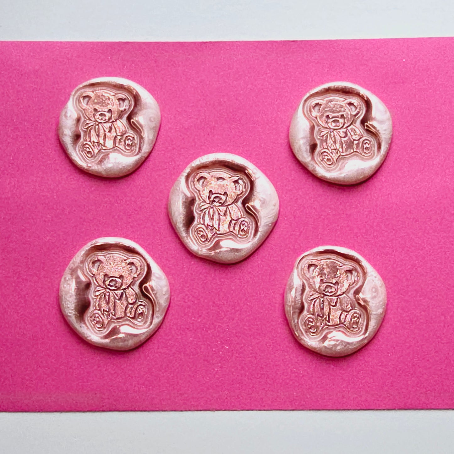 Pink Bear Wax Seals Metallic Pink Set of Five