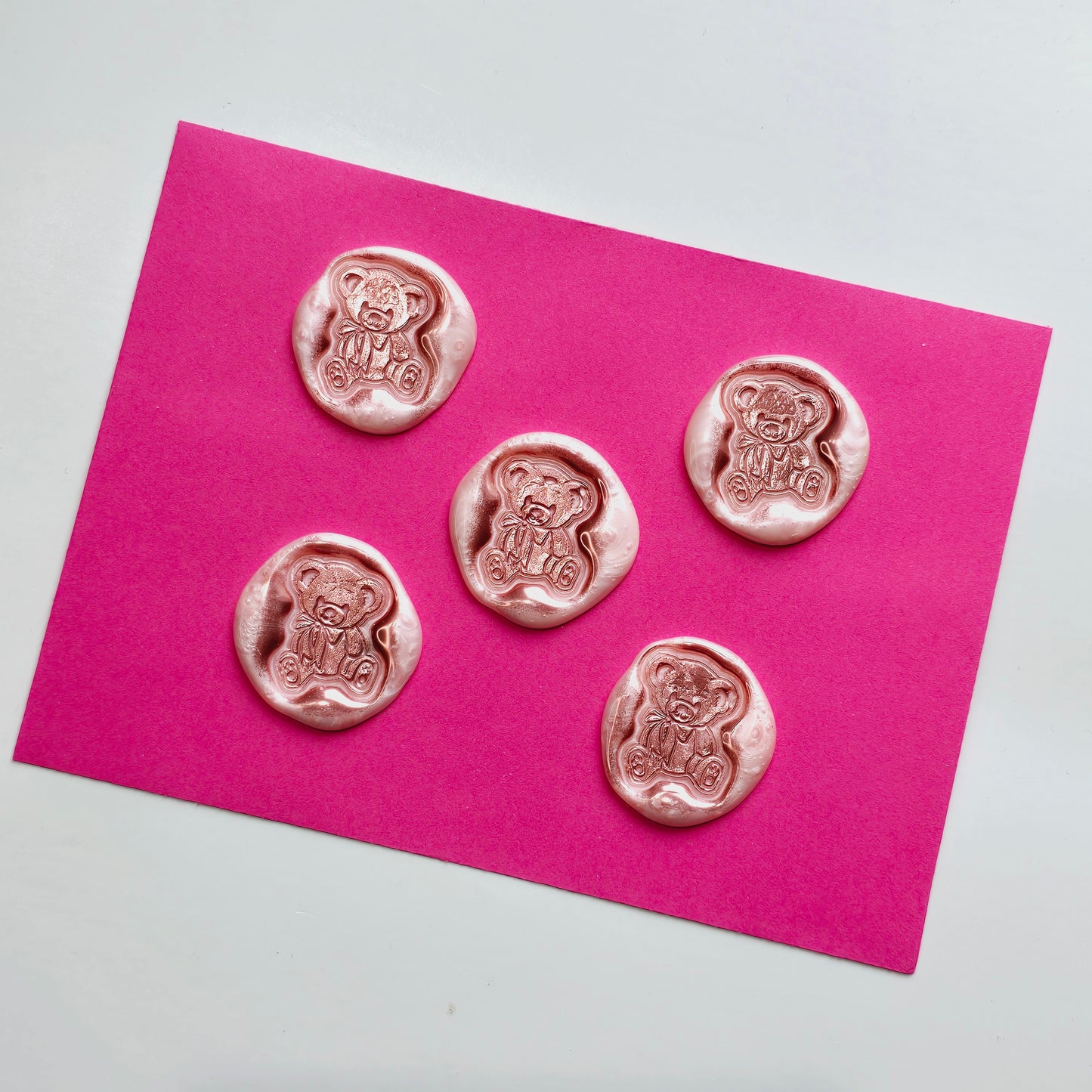 Pink Bear Wax Seals Metallic Pink Set of Five