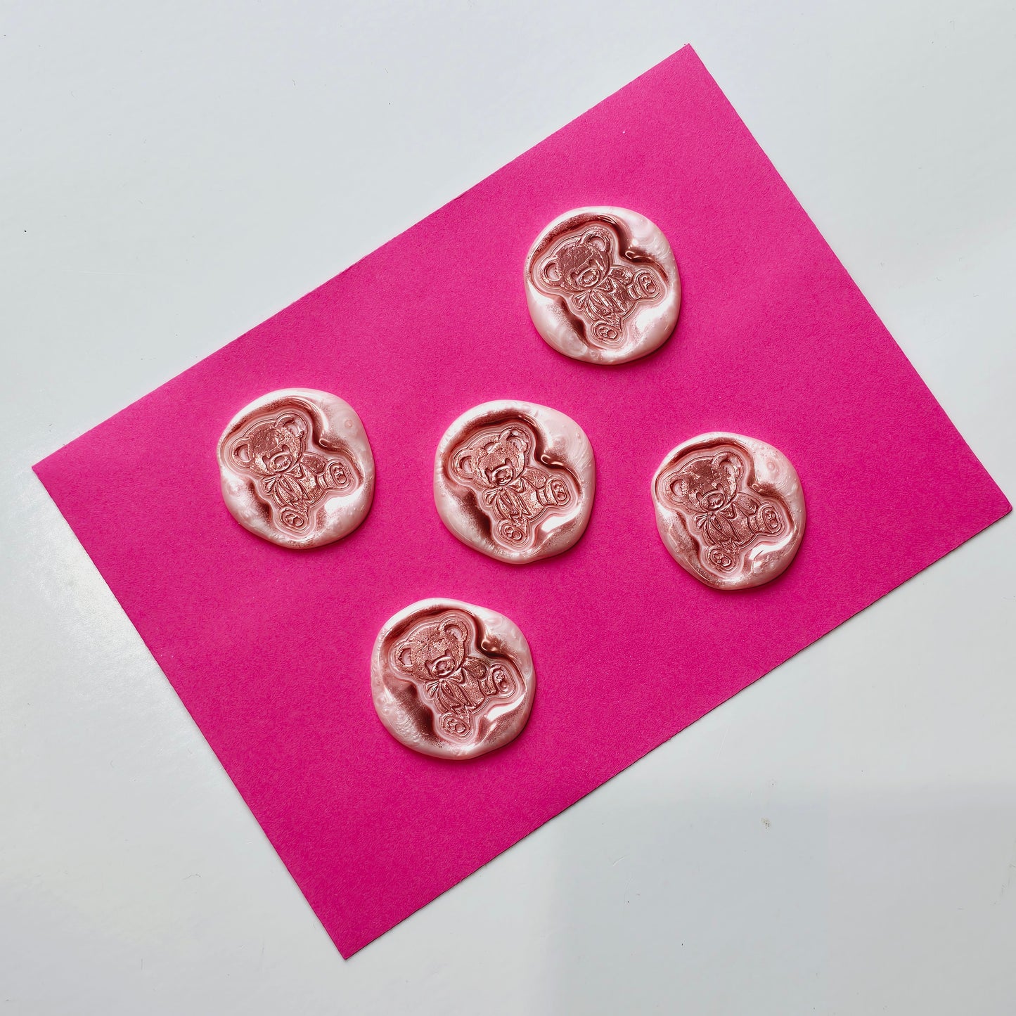 Pink Bear Wax Seals Metallic Pink Set of Five