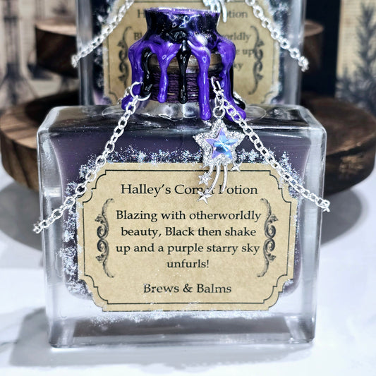 Halley's Comet Decorative Color Changing Potion Bottle Black to Purple