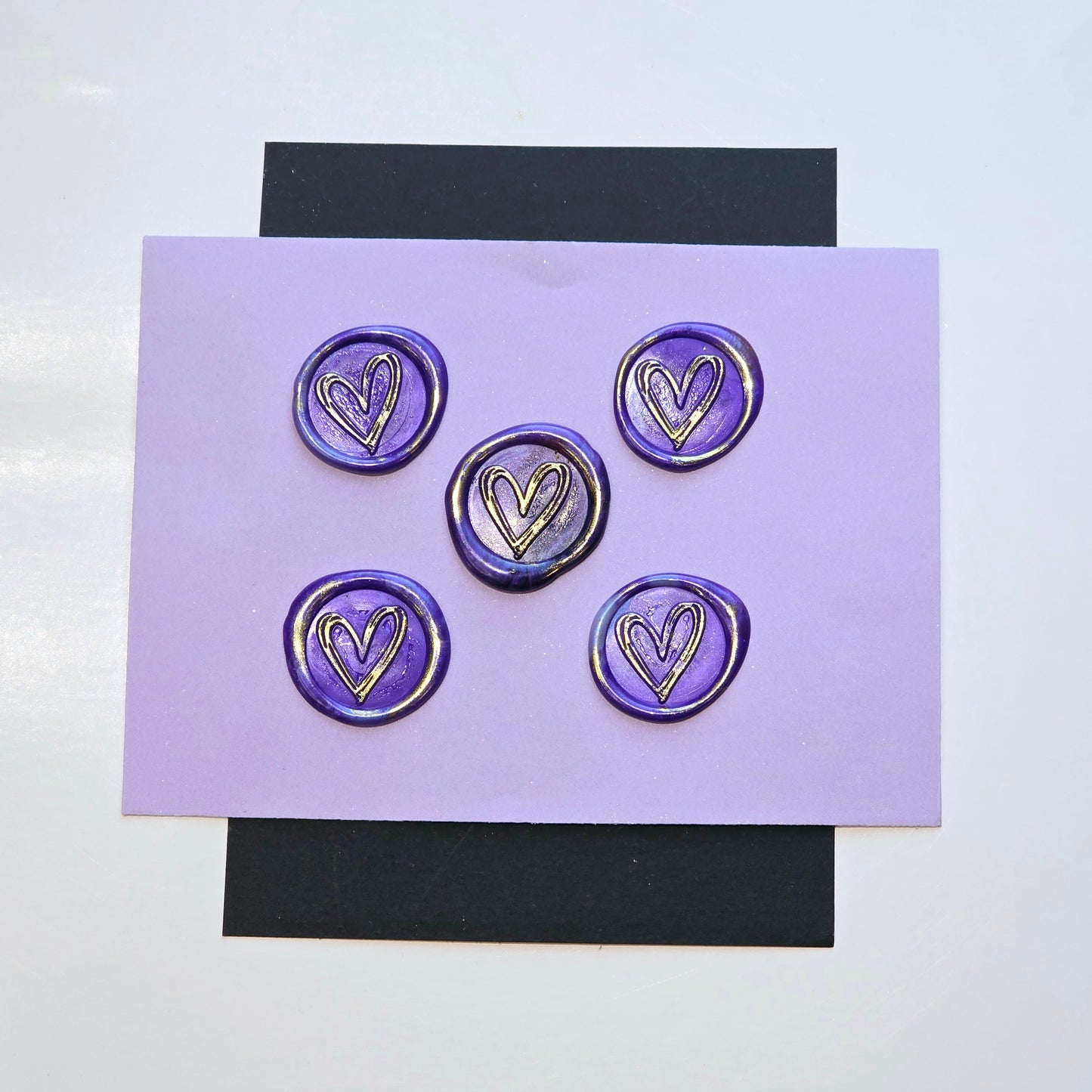 Heart Wax Seals Purple & Gold Set of Five