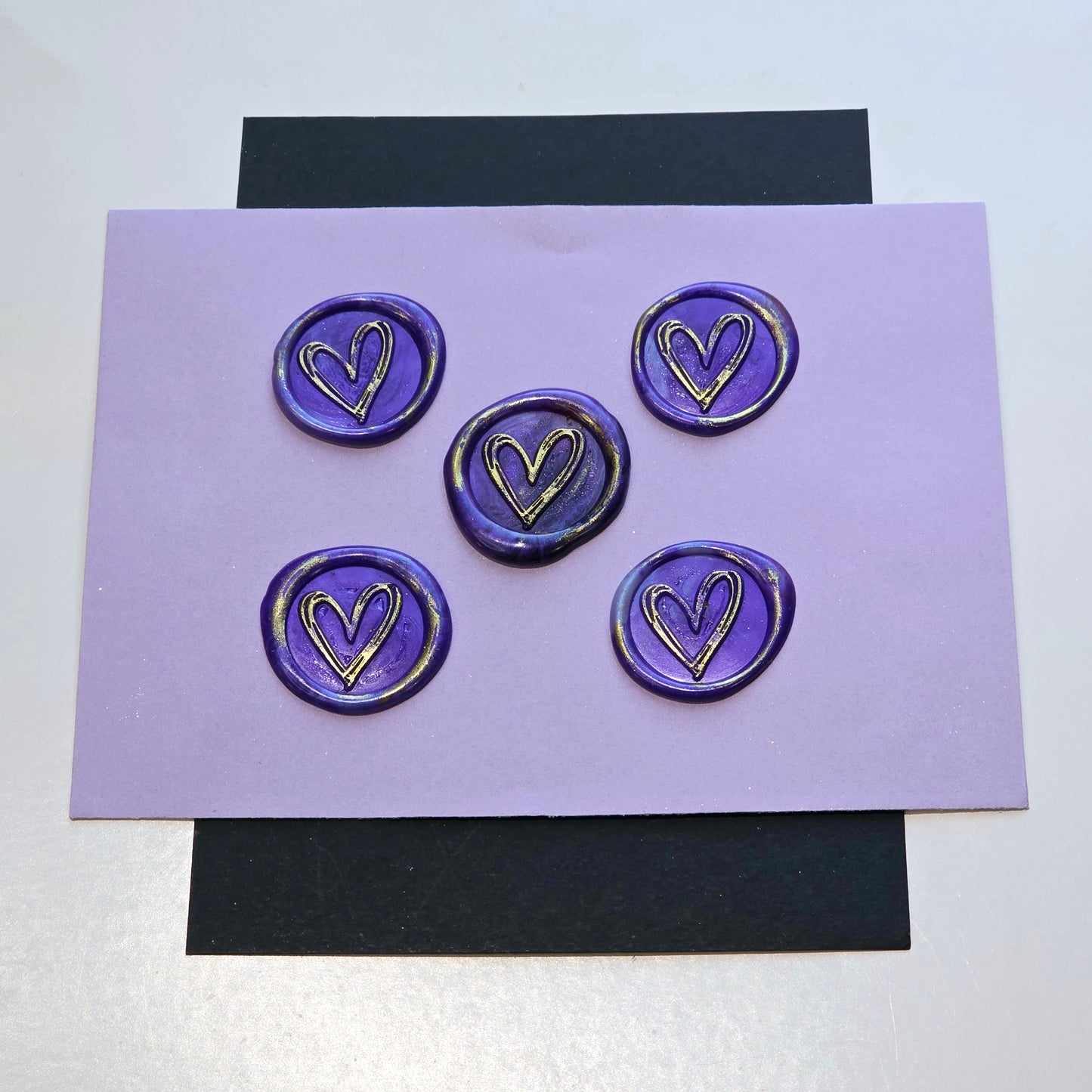 Heart Wax Seals Purple & Gold Set of Five