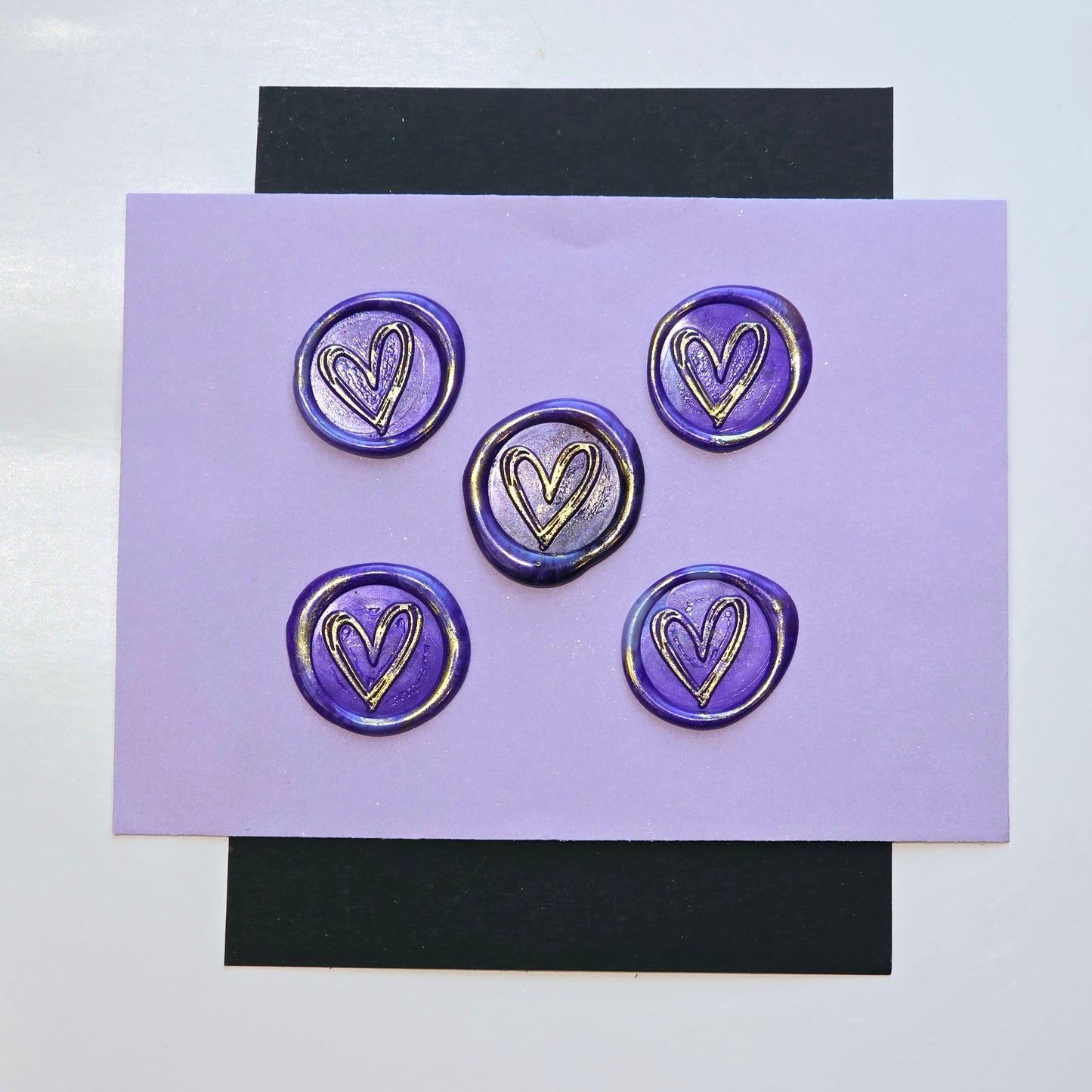 Heart Wax Seals Purple & Gold Set of Five