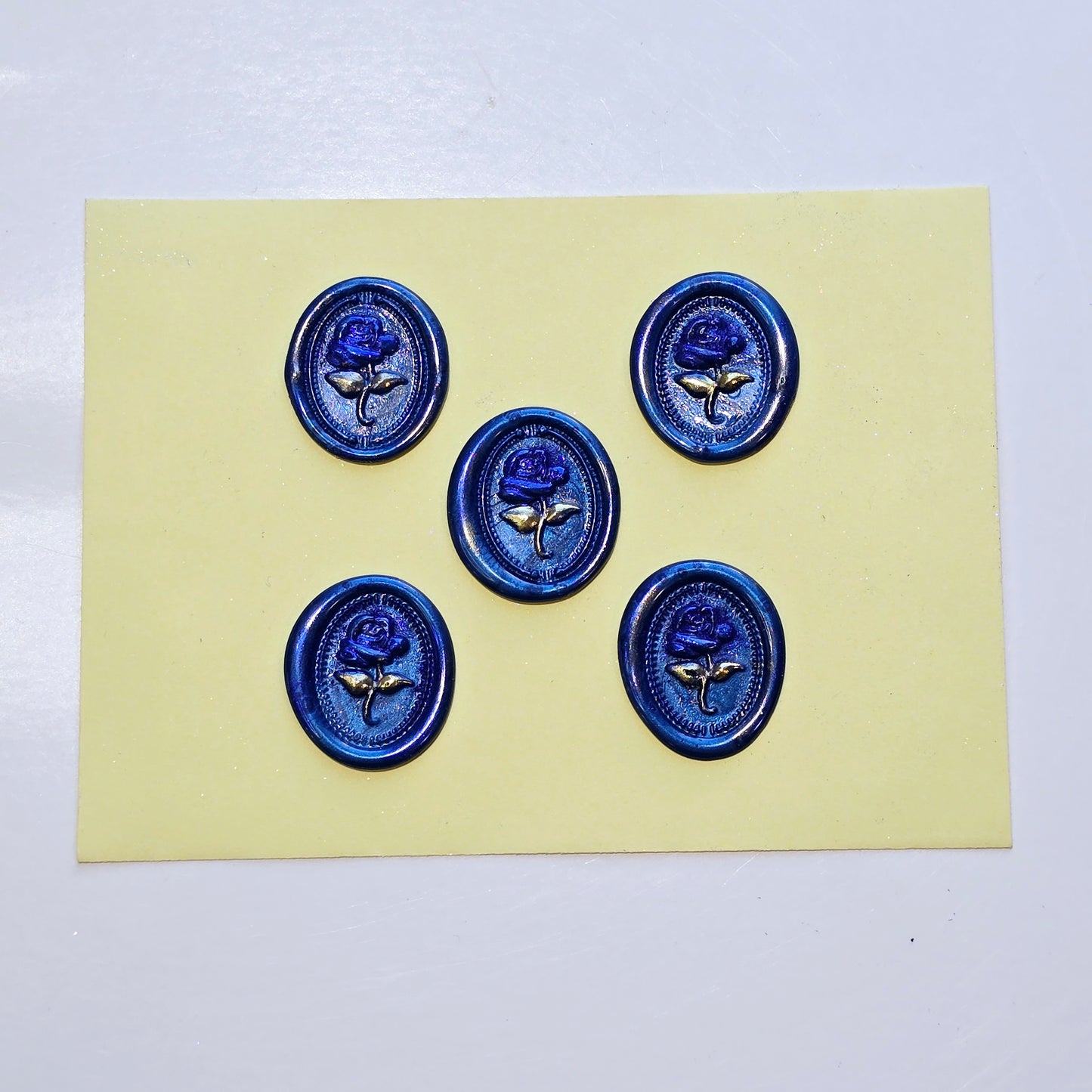 Rose Wax Seals Metallic Blue & Gold Set of Five