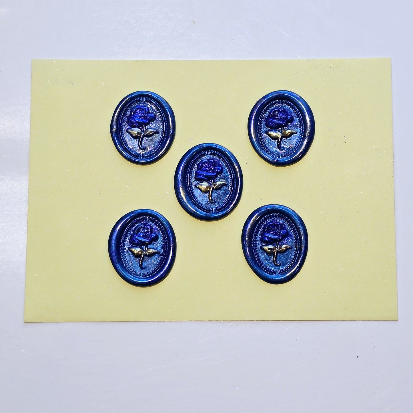 Rose Wax Seals Metallic Blue & Gold Set of Five