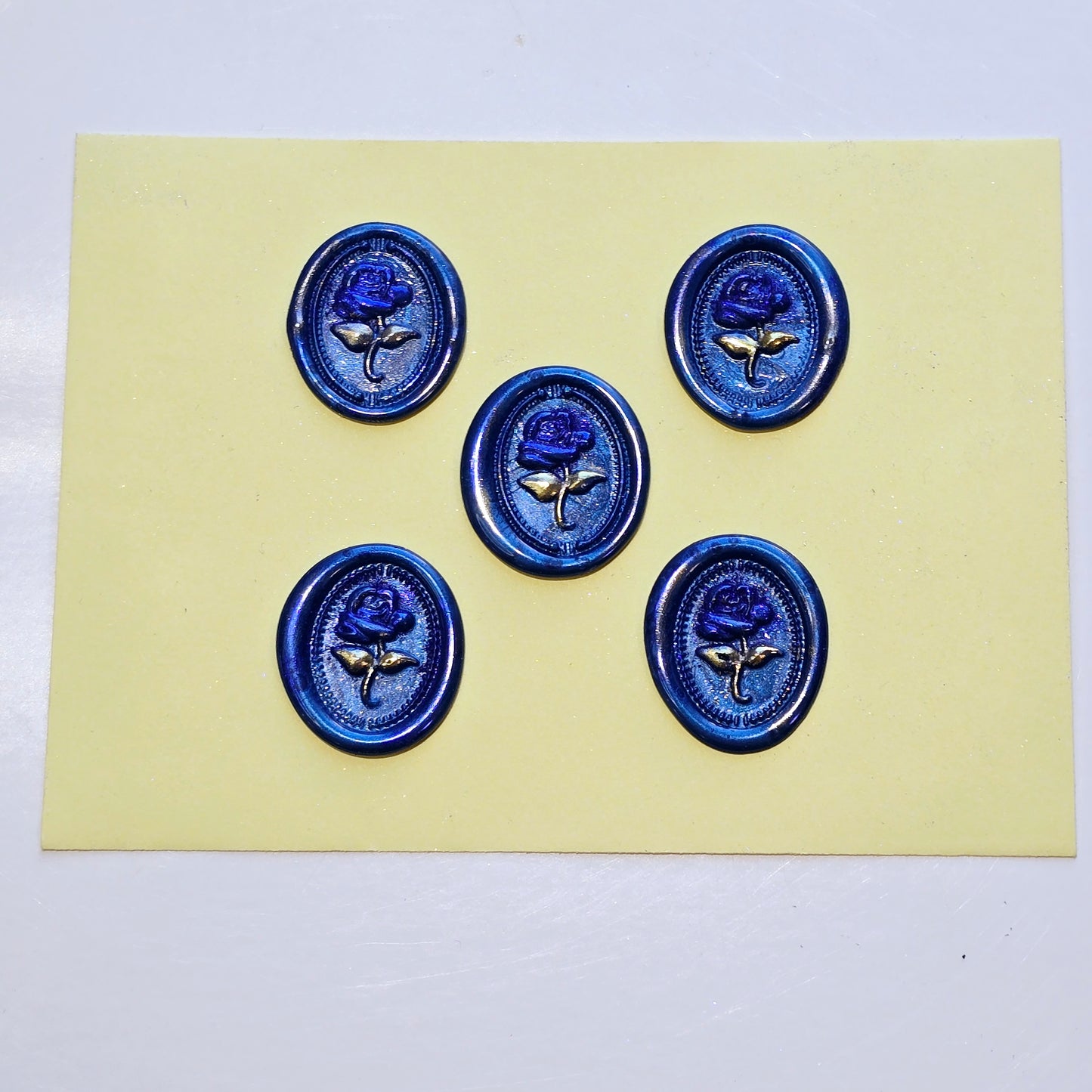 Rose Wax Seals Metallic Blue & Gold Set of Five