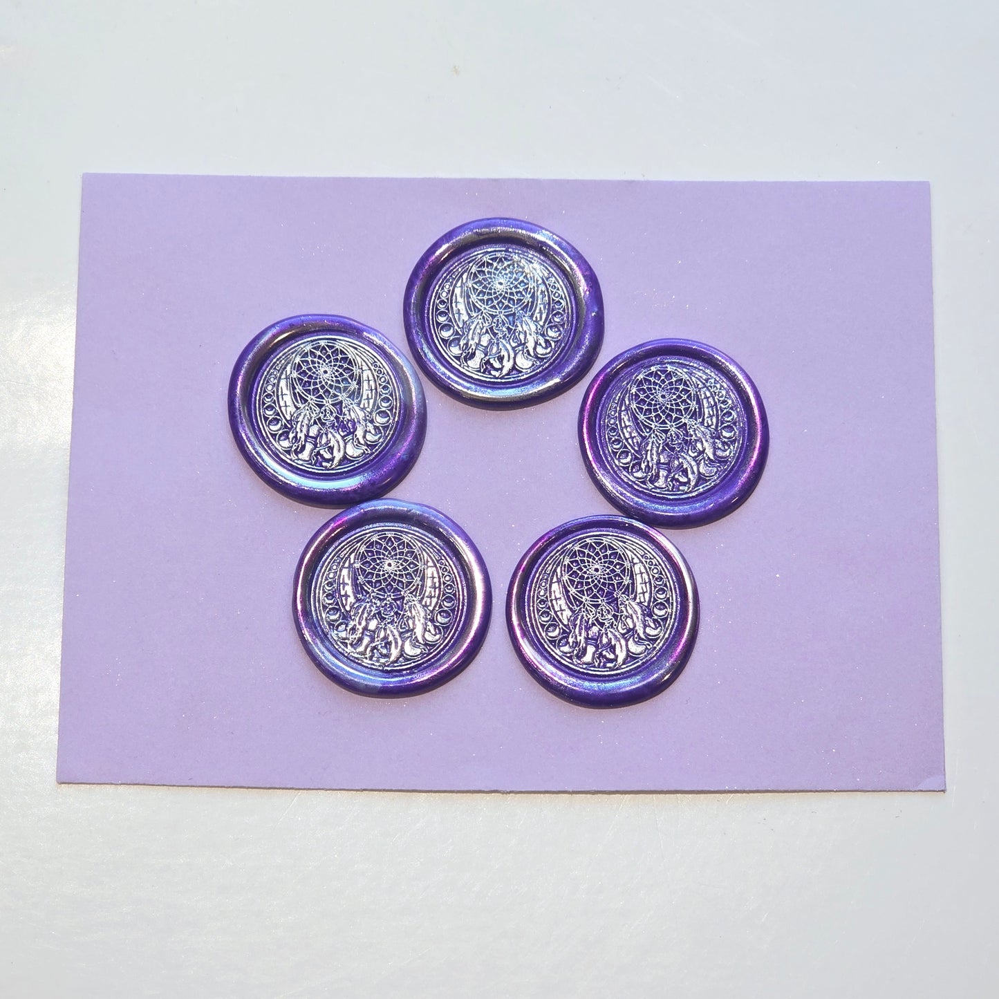 Dream Catcher Wax Seals Metallic Purple & Silver Set of Five