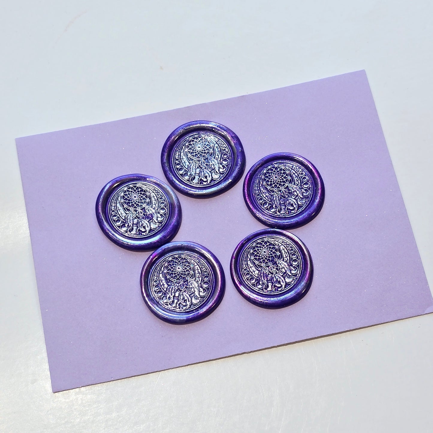 Dream Catcher Wax Seals Metallic Purple & Silver Set of Five