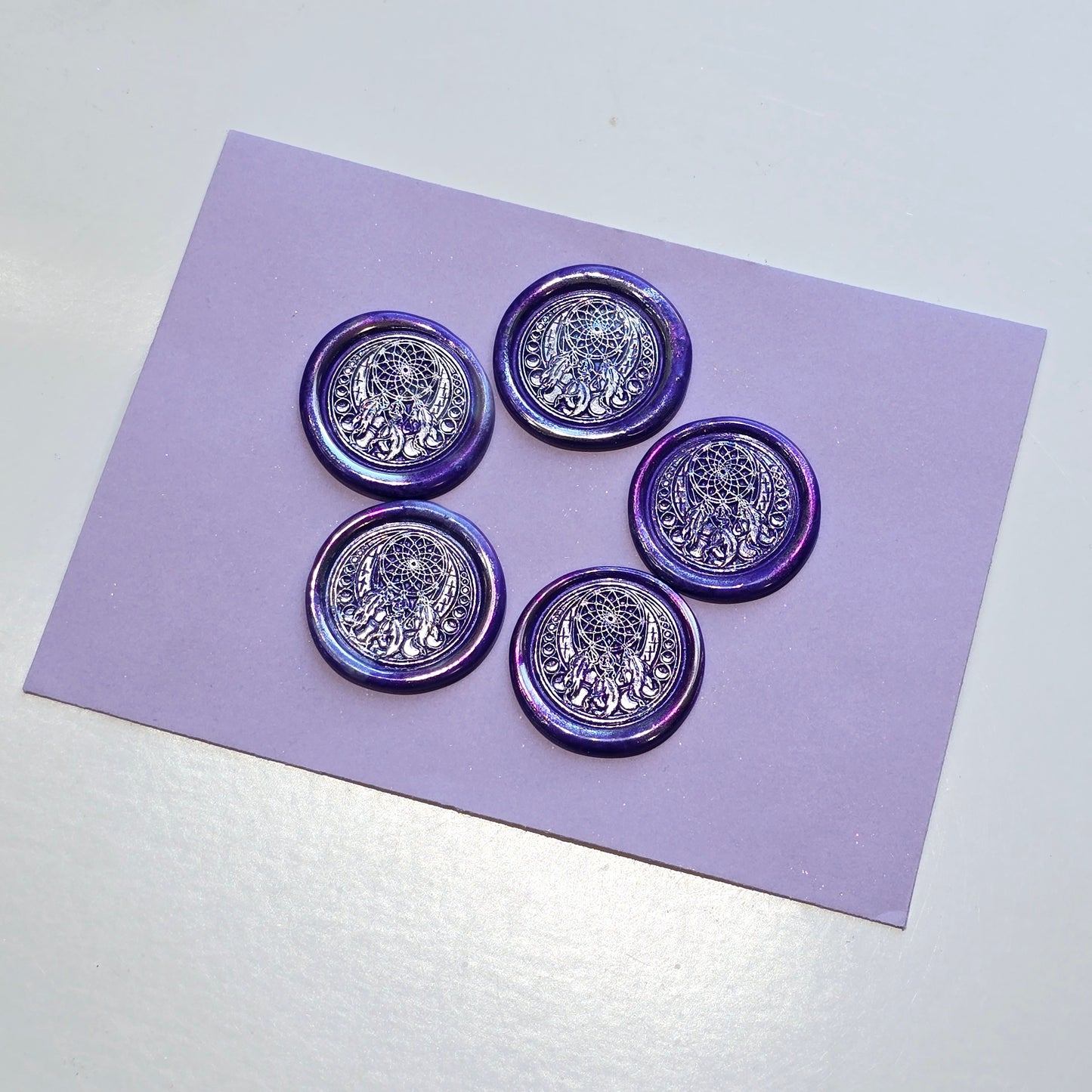 Dream Catcher Wax Seals Metallic Purple & Silver Set of Five