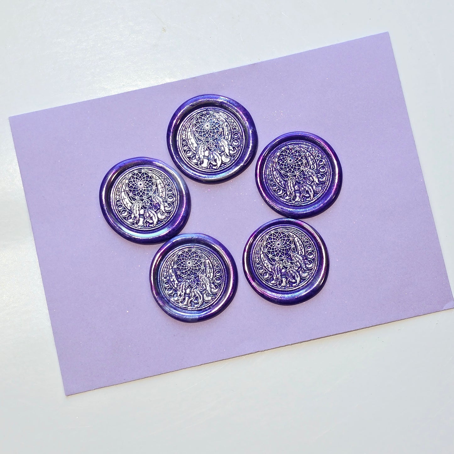 Dream Catcher Wax Seals Metallic Purple & Silver Set of Five