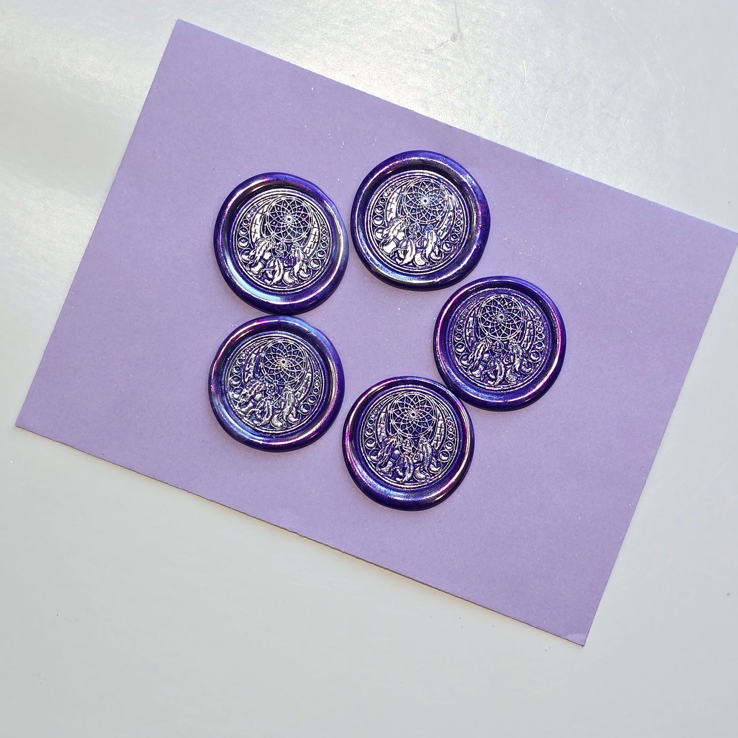 Dream Catcher Wax Seals Metallic Purple & Silver Set of Five