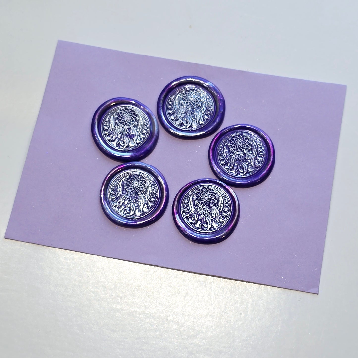 Dream Catcher Wax Seals Metallic Purple & Silver Set of Five