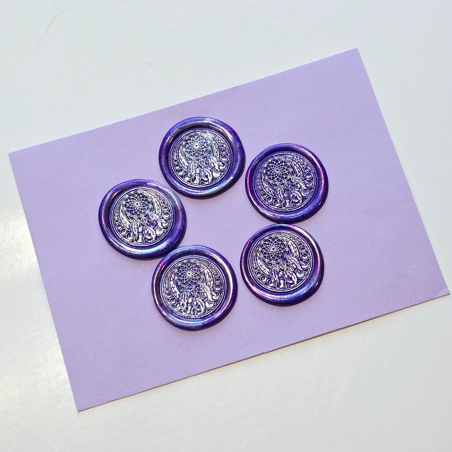 Dream Catcher Wax Seals Metallic Purple & Silver Set of Five