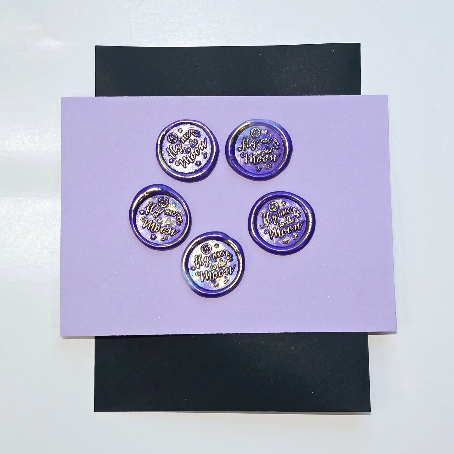 Fly me to the moon Wax Seals Purple & Gold Set of Five