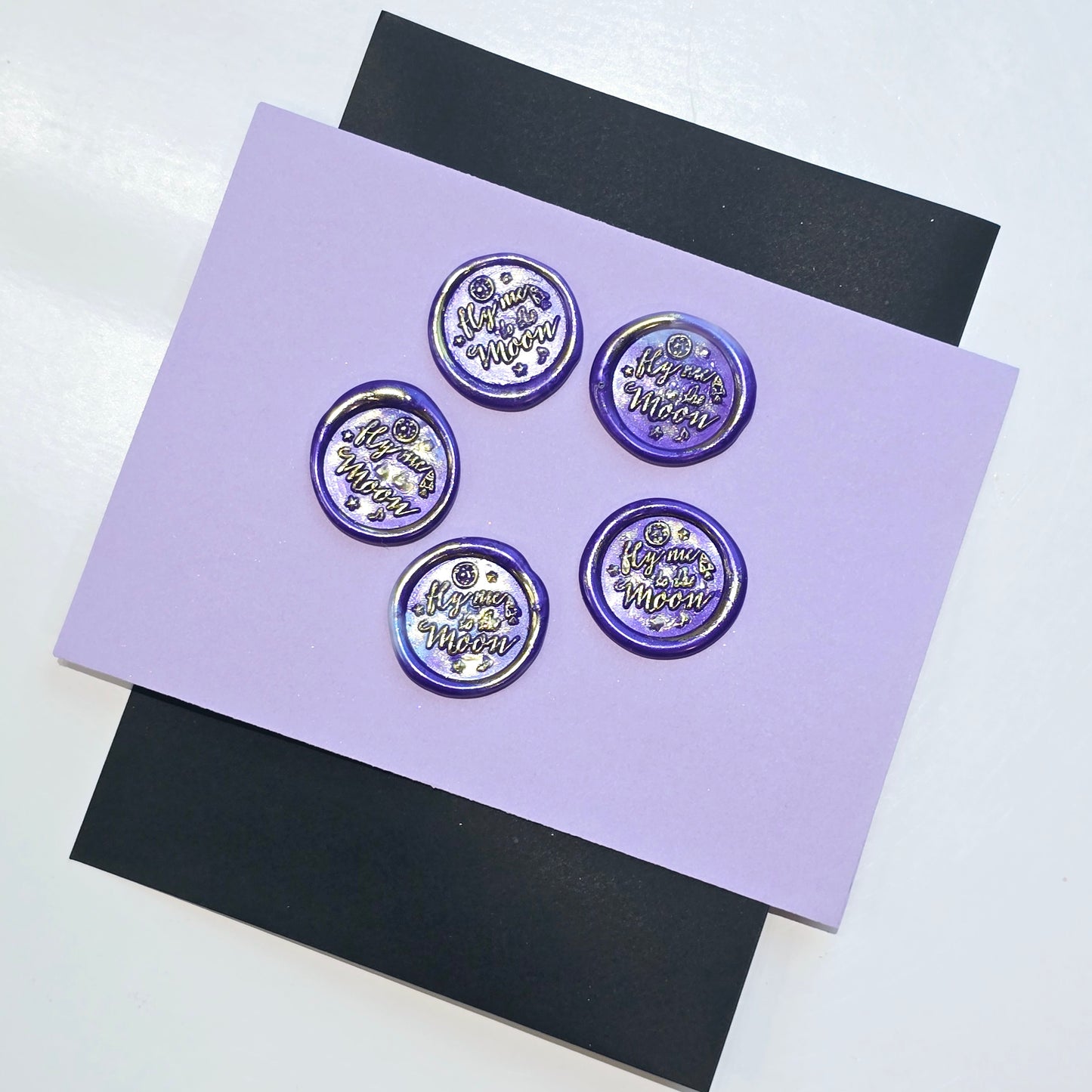 Fly me to the moon Wax Seals Purple & Gold Set of Five