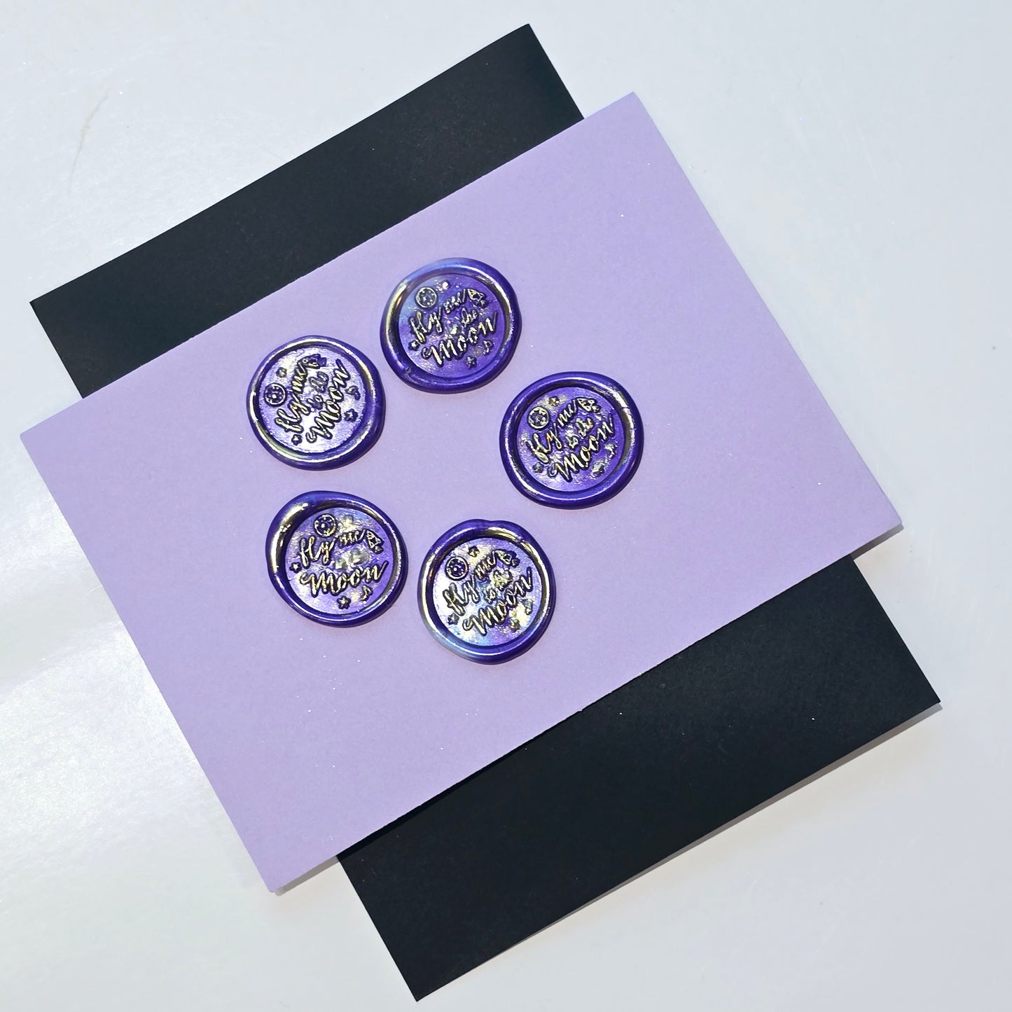 Fly me to the moon Wax Seals Purple & Gold Set of Five