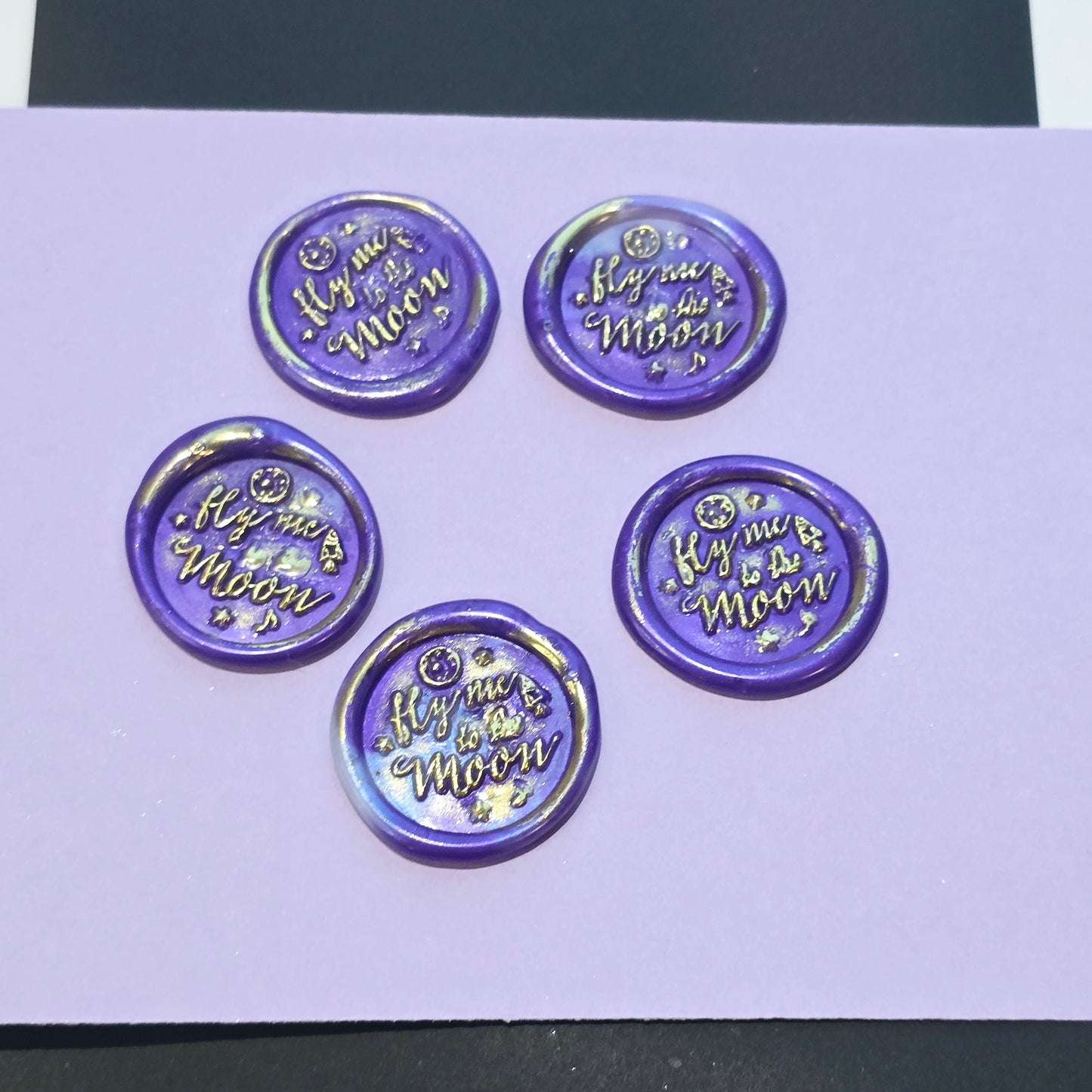 Fly me to the moon Wax Seals Purple & Gold Set of Five