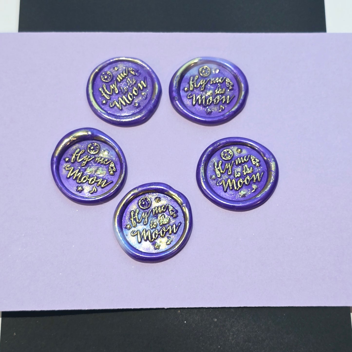 Fly me to the moon Wax Seals Purple & Gold Set of Five