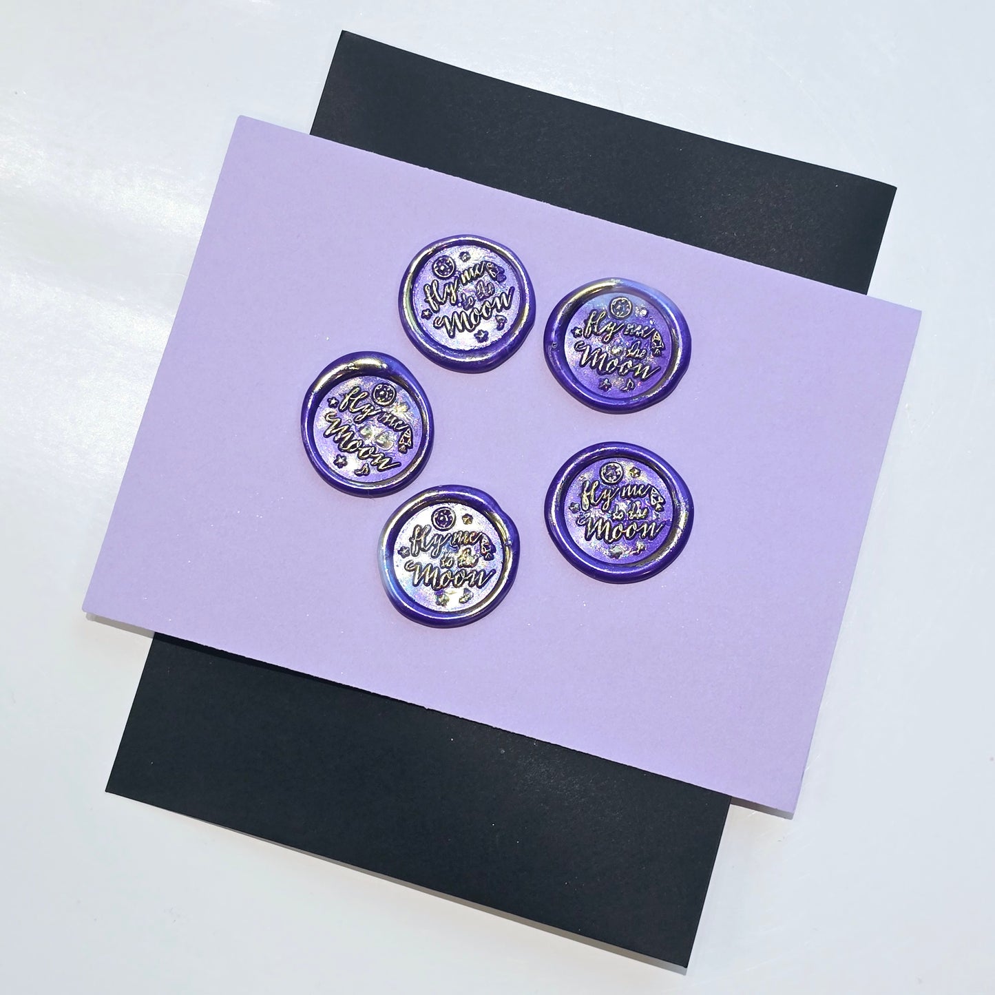 Fly me to the moon Wax Seals Purple & Gold Set of Five