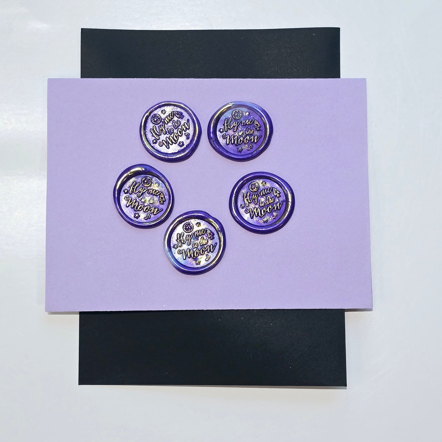 Fly me to the moon Wax Seals Purple & Gold Set of Five