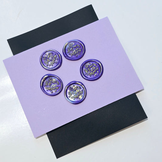 Fly me to the moon Wax Seals Purple & Gold Set of Five