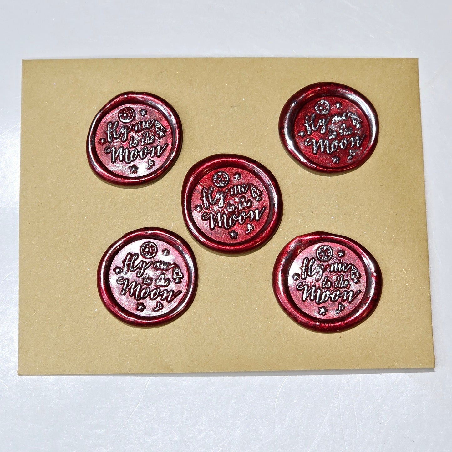 Fly me to the moon Wax Seals Red & Silver Set of Five