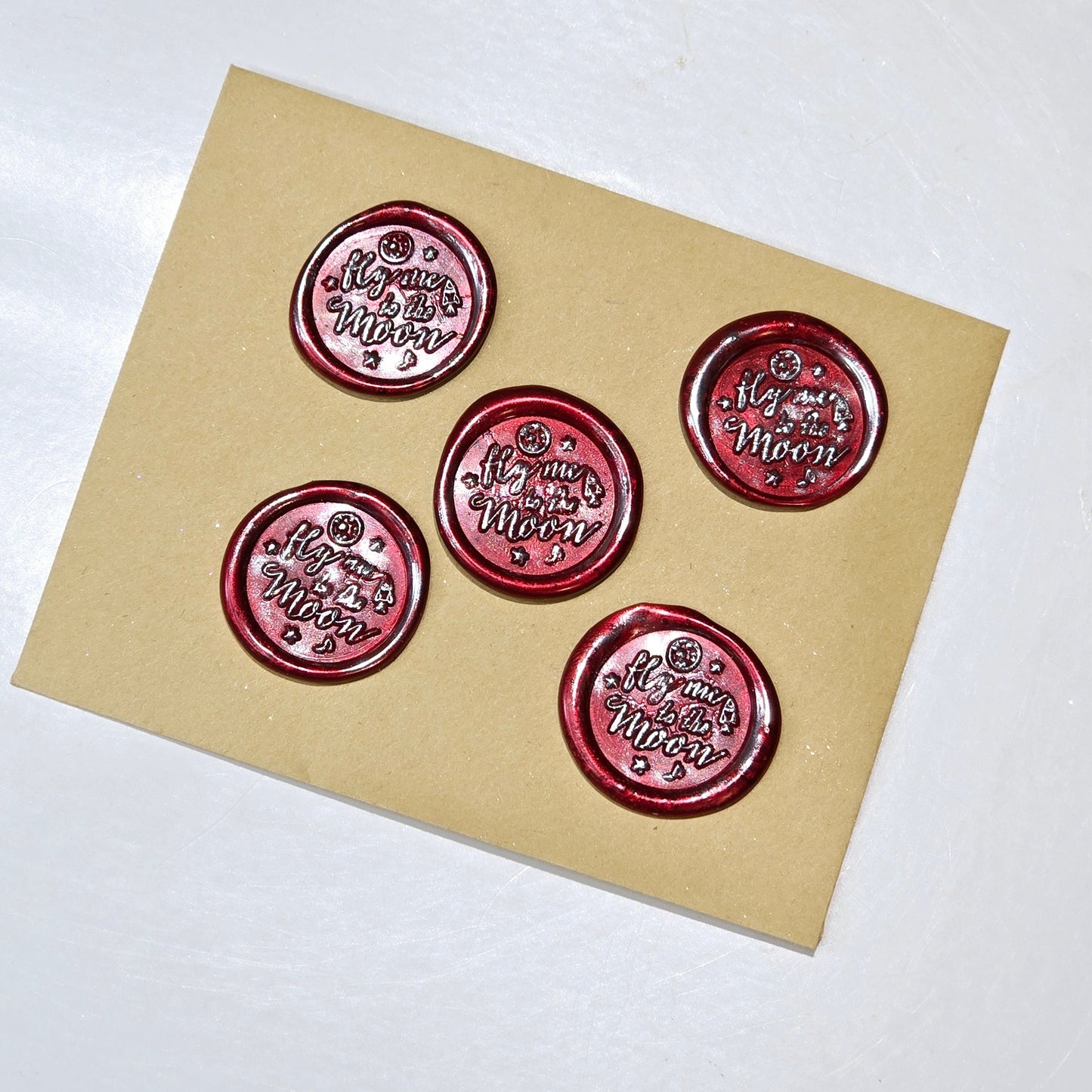 Fly me to the moon Wax Seals Red & Silver Set of Five