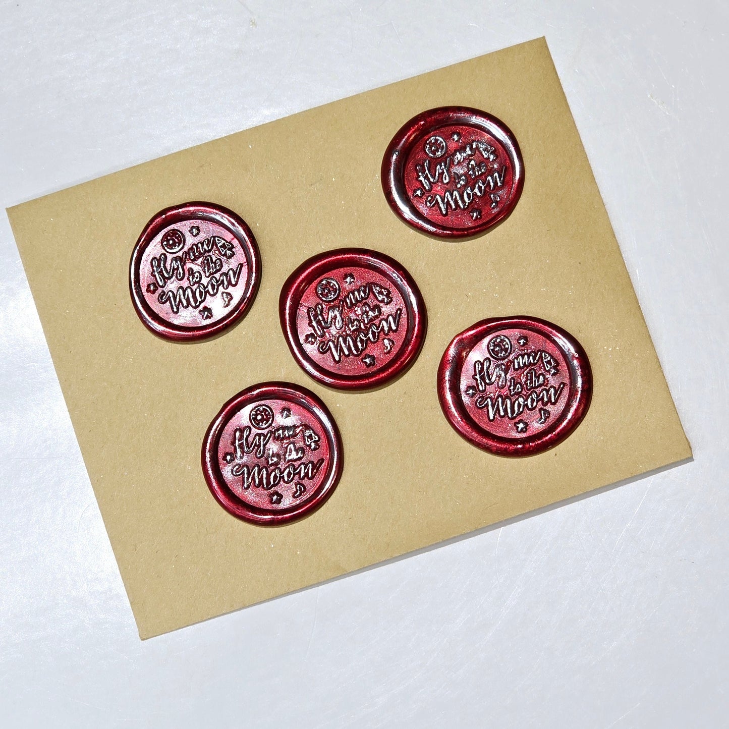 Fly me to the moon Wax Seals Red & Silver Set of Five