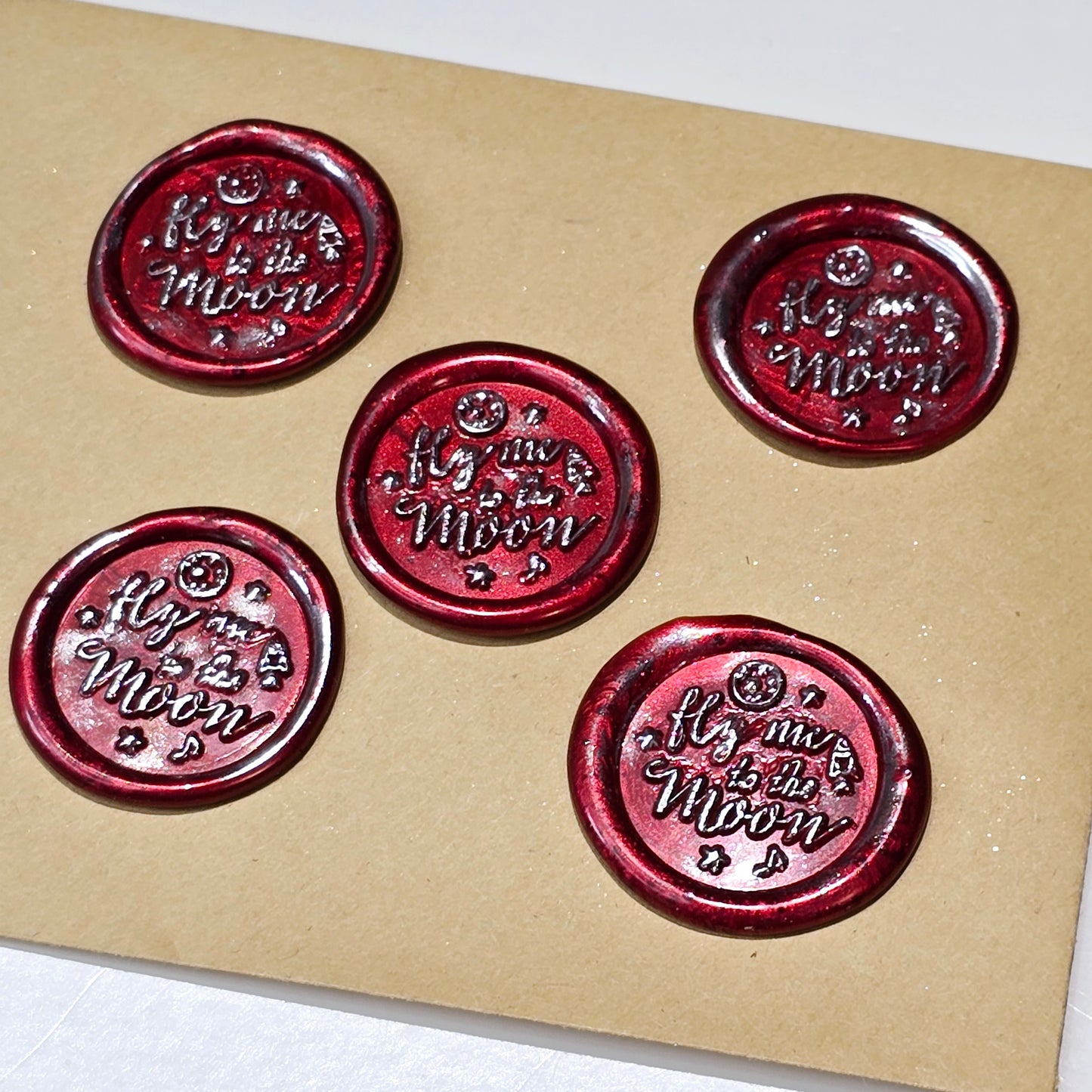 Fly me to the moon Wax Seals Red & Silver Set of Five