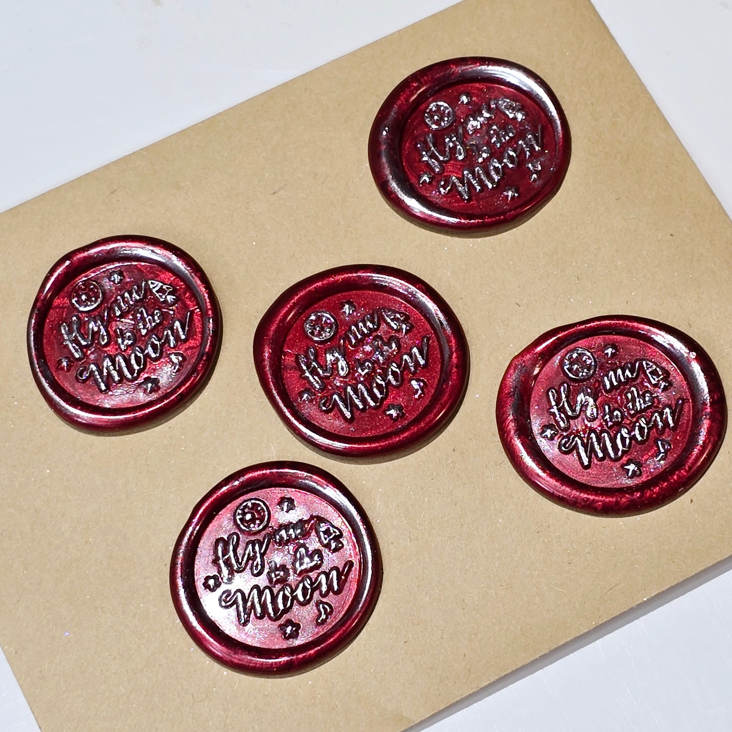 Fly me to the moon Wax Seals Red & Silver Set of Five