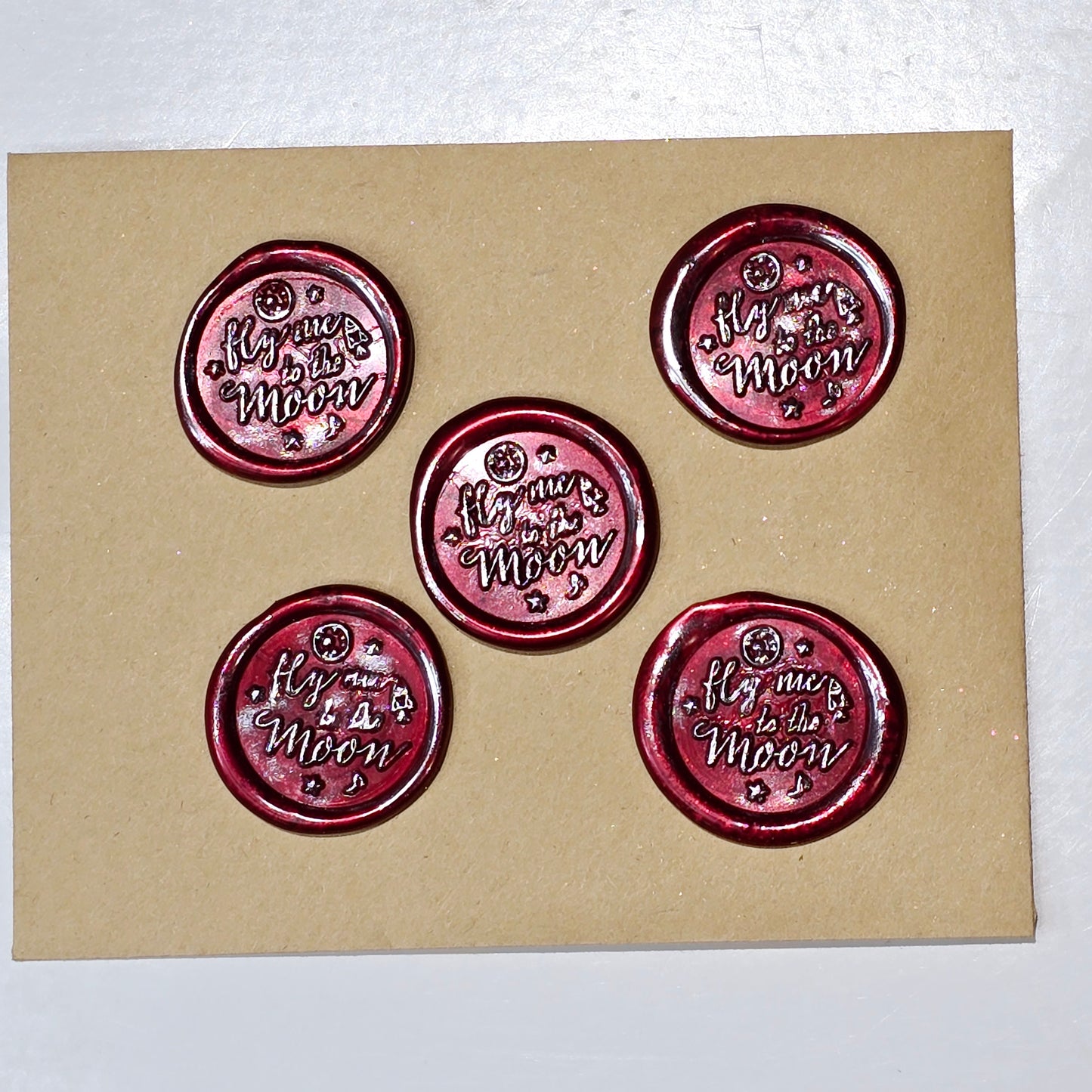 Fly me to the moon Wax Seals Red & Silver Set of Five