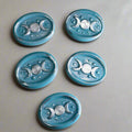 Triple Moon Sky Blue & Silver Wax Seals Set of Five Set of Five, for cards, invitations, letters and gifts!