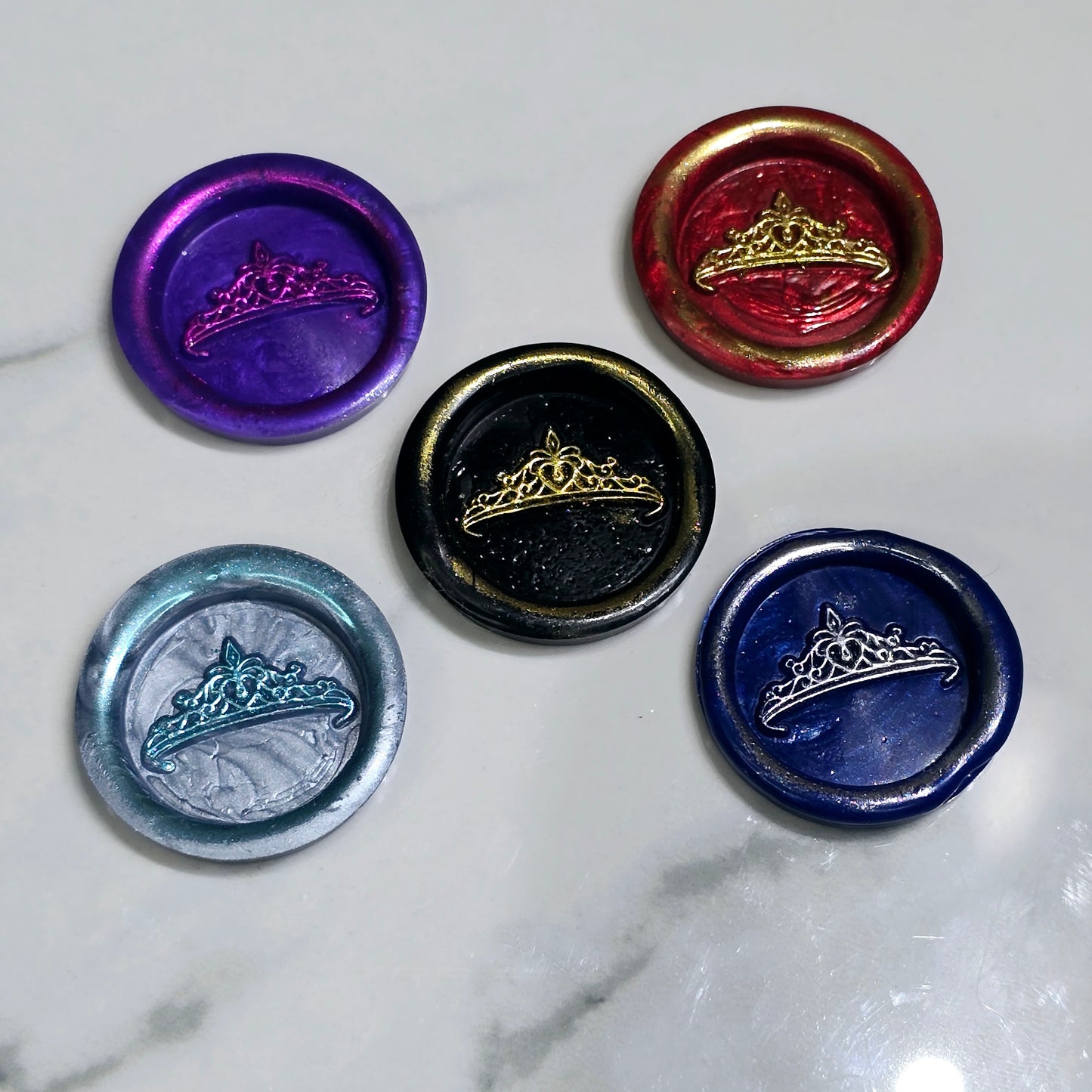 Tiara, Crown Wax Seals Multi Color & Gold Set of Five