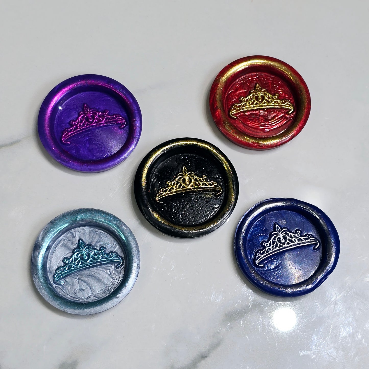 Tiara, Crown Wax Seals Multi Color & Gold Set of Five