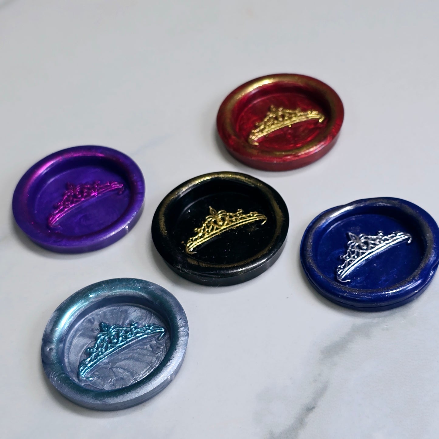 Tiara, Crown Wax Seals Multi Color & Gold Set of Five