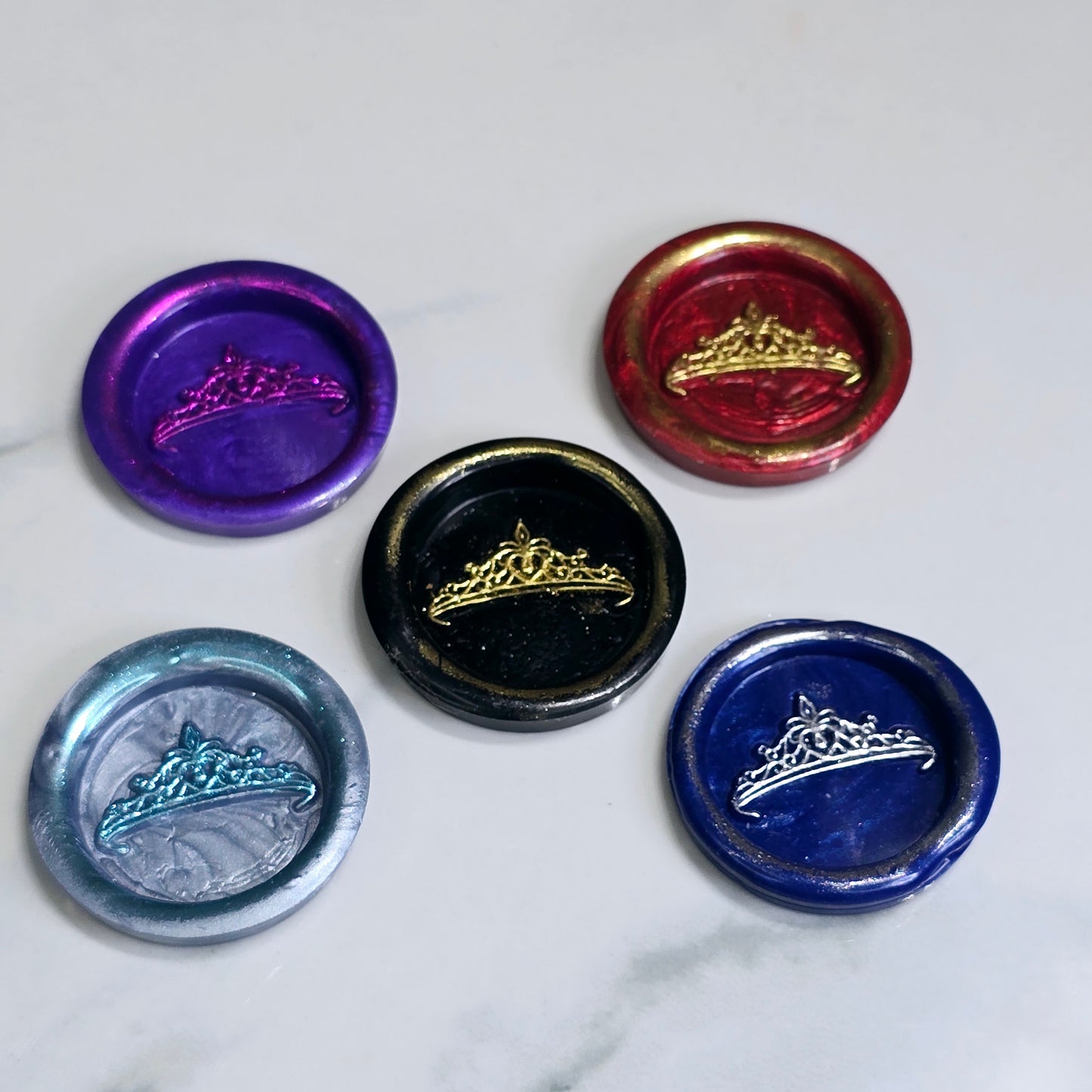 Tiara, Crown Wax Seals Multi Color & Gold Set of Five