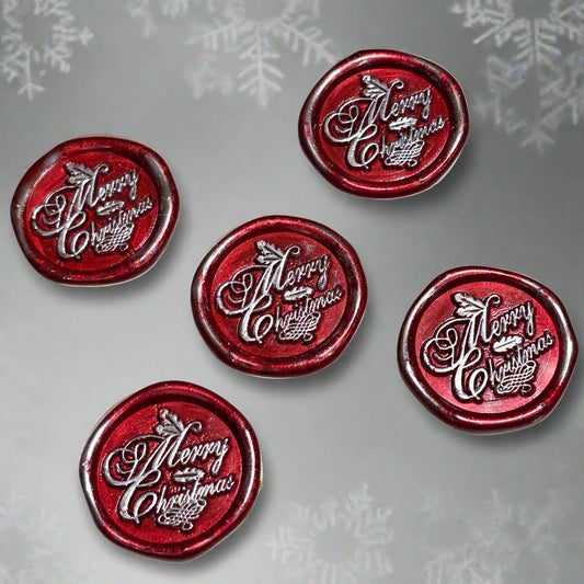 Christmas Wax Seals Peel & Stick • Multiple Colors Silver & Red Accents