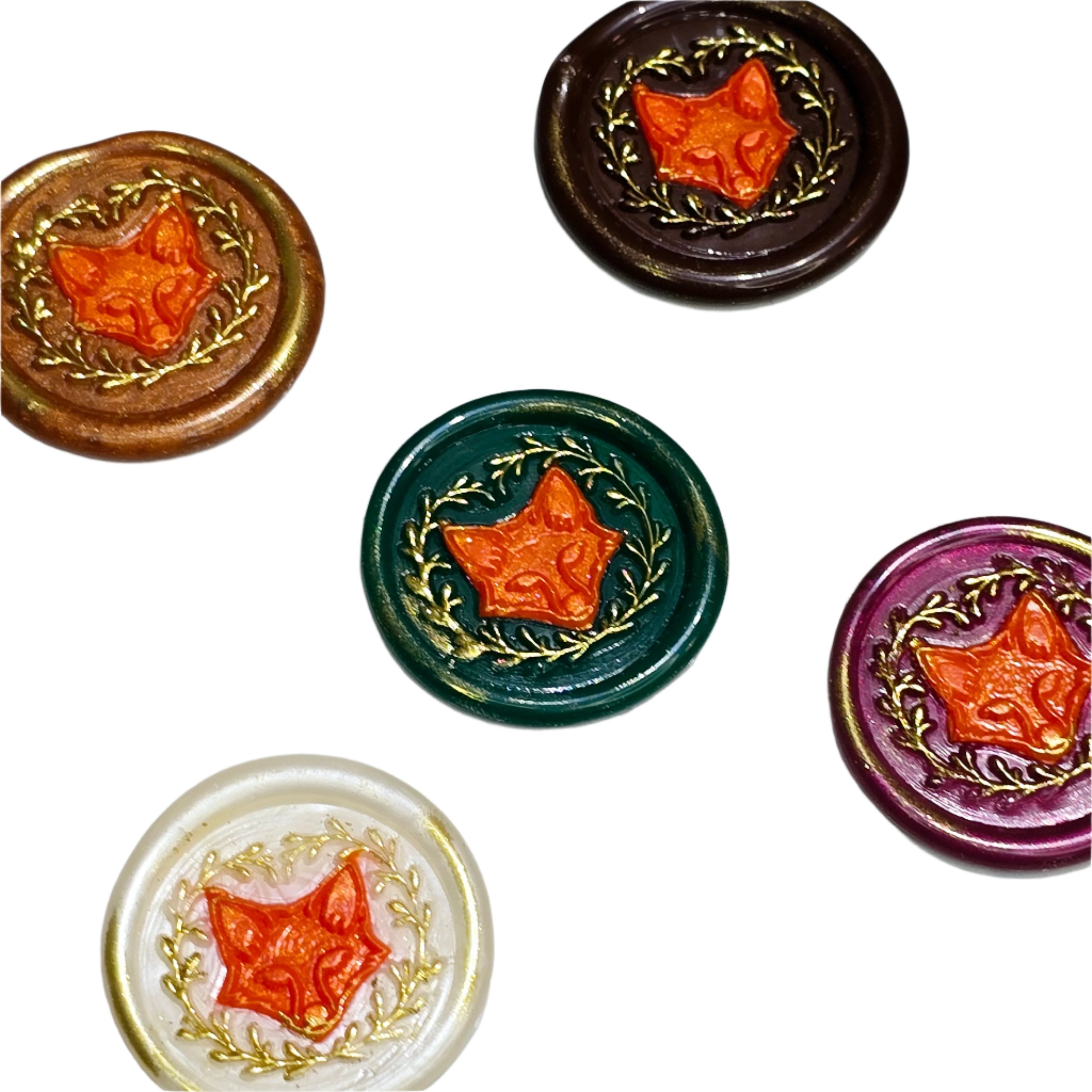 Fox Wax Seals, Assorted Colors, Set of Five, for cards, invitations, letters and gifts!